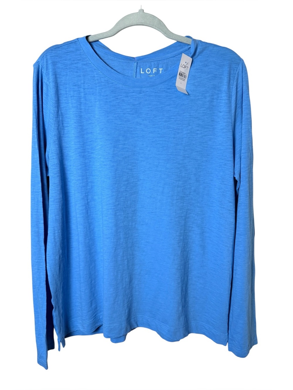 NWT LOFT Large Long Sleeve Tee in Bright Blue